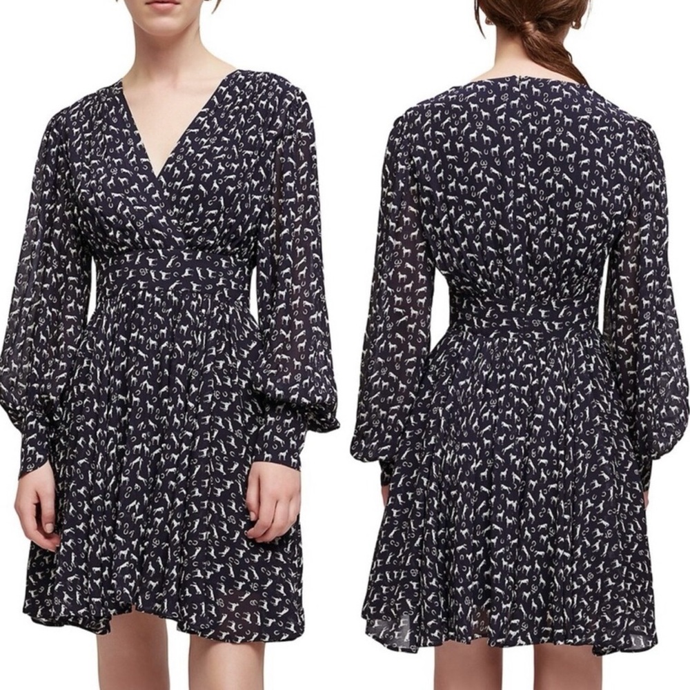 Maje Horse Print Blue Mini Dress (NEW with Tags)